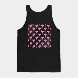 Romantic Watercolor Pink Hearts Balloons Confetti design Tank Top